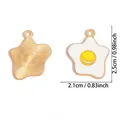 Cartoon fried egg alloy enamel charm with white protein and yellow yolk for DIY jewelry - A2-294/25*21mm/2.13g