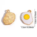 Adorable cartoon fried egg alloy charm for DIY jewelry making with dimensions shown - A9-304/19*15mm/2.14g