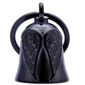 Personalized black motorcycle guardian bell featuring embossed eagle wings design - Double-sided Wings Style / Bell Charm (with Keychain) / Black