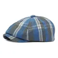 Vintage blue and grey plaid newsboy cap with breathable cotton texture finish - One Size 56-58cm / Blue Plaid