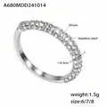 Elegant stainless steel ring pave set with brilliant sparkling white zircons for women - Size 7 / Steel Color with White Zircon