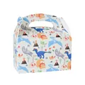 Boîte cadeau en papier blanc avec motif dinosaure coloré pour les bonbons d'anniversaire - Style Ptérosaure Bleu et Violet / 1 Pièce