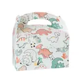 Jolie boîte cadeau portable avec motif de dinosaure pour bonbons d'anniversaire et fêtes - Style Rampant Blanc et Rose / 1 Pièce