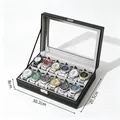 Boîte de rangement pour 12 montres en cuir PU noir avec serrure et couvercle transparent - Boîte À Montre Noire Verrouillable À 12 Chiffres
