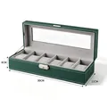 Scatola per orologi in pelle verde a 6 slot con serratura e vetro, 30x11x8cm. - Scatola per 6 Orologi Verde con Serratura