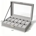 Scatola porta orologi a 12 slot in pelle grigia con serratura e finestra in vetro - Scatola per 12 Orologi Grigia con Serratura