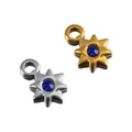 Stainless steel eight-pointed star pendants with blue crystals in gold and silver finish - Steel / 6mm / Sapphire Blue