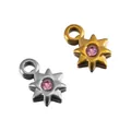 Stainless steel octagram star pendants with pink rhinestones in silver and gold - Steel / 6mm / Pink
