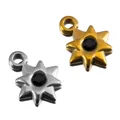 Stainless steel octagram star charms with black stones in gold and silver finish - Steel / 6mm / Black
