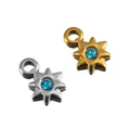 Stainless steel eight-pointed star pendants with blue crystals in silver and gold - Blue
