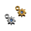 Silver and gold eight-pointed star charms with blue rhinestones for DIY jewelry - Light Blue