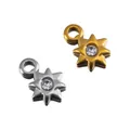 Stainless steel eight-pointed star pendants with sparkling rhinestones, gold and silver - White