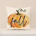 Decorative Thanksgiving pillowcase with artistic orange pumpkin print and 'fall' script - YMF98-5 / 45*45cm (single Pillowcase)