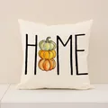 Housse de coussin en polyester motif citrouille de Thanksgiving avec imprimé HOME - YMF98-4 / 45*45cm (taie D'oreiller Simple)
