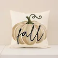 Housse de coussin Thanksgiving avec imprimé citrouille rustique et texte fall décoratif - YMF98-9 / 45*45cm (taie D'oreiller Simple)