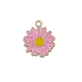Ciondolo margherita rosa in smalto e lega per accessori gioielli fai da te fatti a mano - Crisantemo in Smalto Rosa (14774)