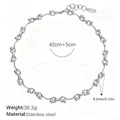 Stylish silver stainless steel wavy link necklace with spherical accents and adjustable chain - Silver Necklace (XL281)