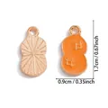 Peanut-shaped orange enamel alloy pendant with 1.7cm height for DIY jewelry. - A2-463/17*9mm/0.74g