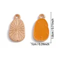 Orange potato shaped enamel pendant charm in rose gold alloy for DIY jewelry making - A2-464/18*10mm/0.83g