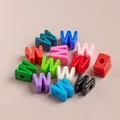 Mixed colorful acrylic 'W' letter through-hole beads for DIY handmade jewelry accessories - Single / Mixed Colors W