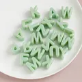 Pale green pearlescent acrylic alphabet beads with large hole for DIY jewelry making - Single / Lake Green Mixed Letters