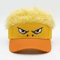Lustiger Visor-Hut mit Cartoon-Stickerei und gelbem Kunsthaar für modischen Street-Style - Wütende Gelbe Ente Stil / Gelb
