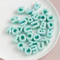 Glossy mint green acrylic large hole alphabet beads for DIY jewelry making crafts. - Single / Blue Mixed Letters