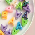 Colorful pearlescent acrylic letter A beads with large holes for DIY jewelry making - A [color-mixed Plating] / Single
