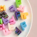 Colorful acrylic large hole letter 'F' beads for DIY jewelry and accessory making - F [color Plating Mixed Colors] / Single