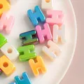 Mixed pastel colors acrylic letter H beads for DIY jewelry making accessories - H [color Plating Mixed Colors] / Single
