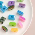 Mixed colorful iridescent acrylic beads in rectangular and oval shapes for DIY crafts - I [color Plating Mixing] / Single