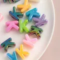 Vibrant colorful acrylic large hole alphabet letter K beads for DIY handmade jewelry making - K [color-plated Mixed Colors] / Single