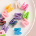 Colorful pearlescent acrylic alphabet beads for DIY jewelry making and charm bracelets - N [color Plating Mixed Colors] / Single
