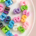 Colorful iridescent acrylic 'S' letter beads with large holes for DIY jewelry making - S [color Plating Mixed Colors] / Single