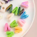 Colorful acrylic V-shaped beads with large holes for DIY handmade jewelry making - V [color Plating Mixed Colors] / Single