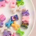 Pearlescent acrylic X and O shaped large hole beads for DIY jewelry making - X [color Plating Mixing] / Single