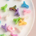 Colorful acrylic Y-letter beads for DIY jewelry making in assorted macaron shades - Y [color-mixed Plating] / Single