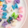 Glossy Z-shaped acrylic letter beads with pearl finish for DIY jewelry - Z [color Plating Mixed Colors] / Single