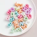 Colorful iridescent acrylic alphabet beads for DIY jewelry and keychain making - Color-plated Mixed Letter Design (light Color) / Single