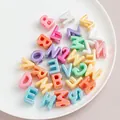 Iridescent acrylic alphabet beads with large holes for DIY jewelry making accessories - Color-plated Mixed Letter Design (dark Color) / Single
