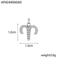 Silberner Widder Sternzeichen-Anhänger mit Steinen, 1,2 cm x 1,3 cm Größe, 0,8 g - Fp3679a0a0-by (aries)