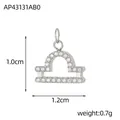 Funkelnder silberner Waage-Sternzeichen-Anhänger mit weißen Zirkonia für DIY-Schmuck - Fp3679a0a0-tc (waage)