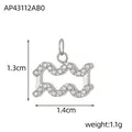 Silberner Wassermann-Anhänger mit Zirkonia-Steinen für die DIY-Schmuckherstellung - Fp3679a0a0-sp (aquarius)