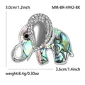 Elegant silver-tone elephant brooch featuring sparkling rhinestones and colorful abalone shell - Black 4992-BK