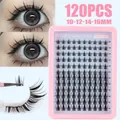 Set de 120 pestañas postizas en racimo estilo manga, largo 10-16mm, bandeja rosa - 120 Grupos Pestañas Manga (717)