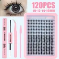 Kit de extensión de pestañas DIY con 120 pestañas rosas 10-16mm y herramientas rosa - 120 Grupos Pestañas Manga (717) con Kit de Herramientas Rosa