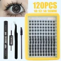Kit de extensión de pestañas en grupo estilo Manga de 120 piezas con pegamento bond - 120 Grupos Pestañas Manga (718) con Kit de Herramientas Negro