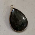 Natural labradorite stone teardrop pendant with rose gold plated edge for DIY jewelry - Pendant Only / 26x40mm (11g) / Grade 3A - Labradorite