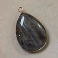 Teardrop shaped natural labradorite stone pendant with gold bezel for DIY jewelry - Pendant Only / 26x40mm (11g) / Grade 2A - Labradorite
