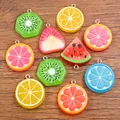 Mixed translucent fruit resin pendants for DIY jewelry making, including kiwi and lemon - Random Mixed Colors / 1 Piece - Double-sided